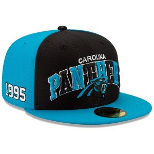 Men’s Carolina Panthers New Era Black/Blue 2019 NFL Sideline Home Official 59FIFTY 1990s Fitted Hat